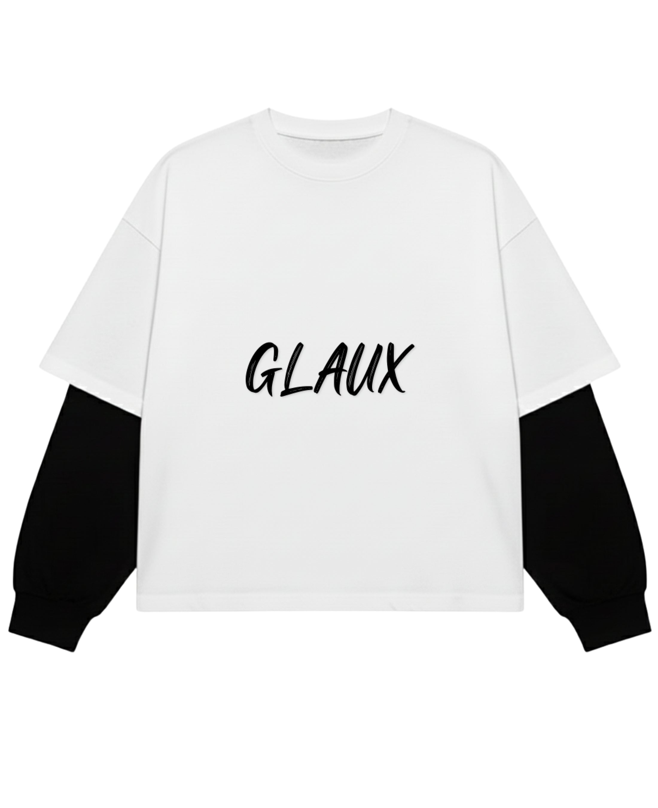 White With Black Sleeve Oversized Tee Front Design